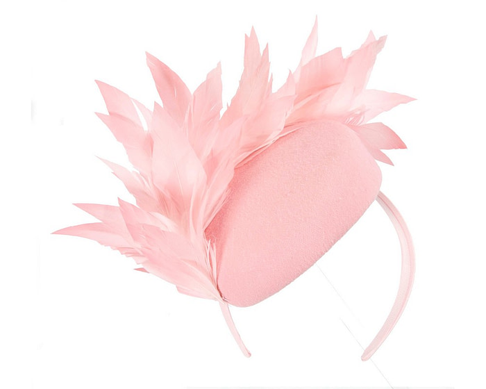 Pink feather winter facing fascinator - Hats From OZ