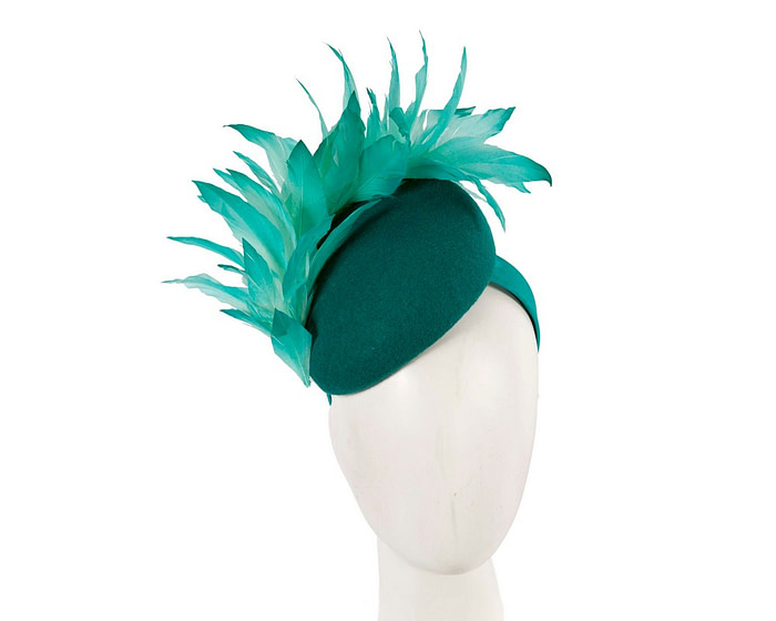 Teal feather winter facing fascinator - Hats From OZ