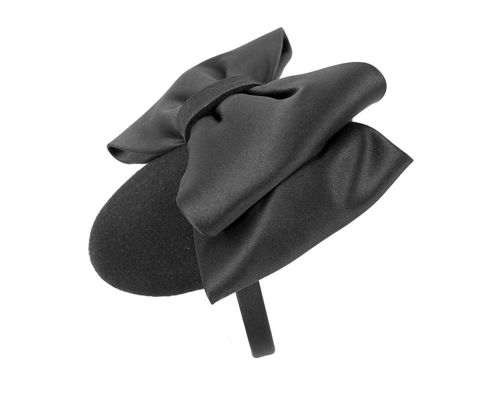 Black winter pillbox fascinator with bow - Hats From OZ