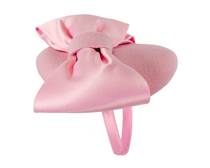 Pink winter pillbox fascinator with bow - Hats From OZ