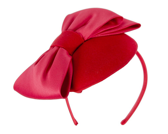 Red winter pillbox fascinator with bow - Hats From OZ