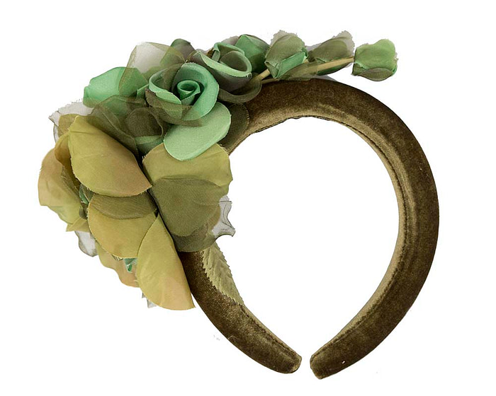 Velvet green flower headband by Max Alexander - Hats From OZ