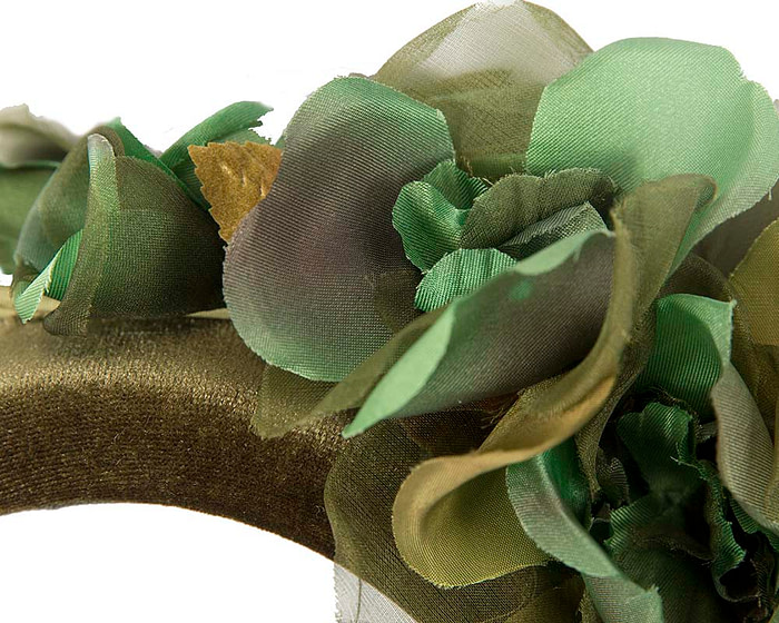 Velvet green flower headband by Max Alexander - Hats From OZ