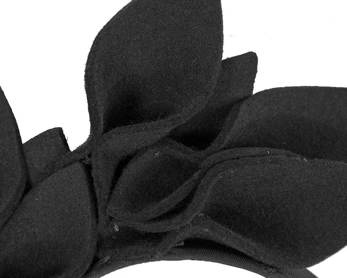 Black felt flowers winter racing fascinator by Max Alexander - Hats From OZ