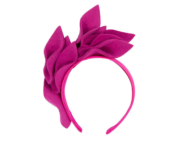 Fuchsia felt flowers winter racing fascinator by Max Alexander - Hats From OZ