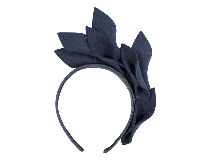 Navy felt flowers winter racing fascinator by Max Alexander - Hats From OZ