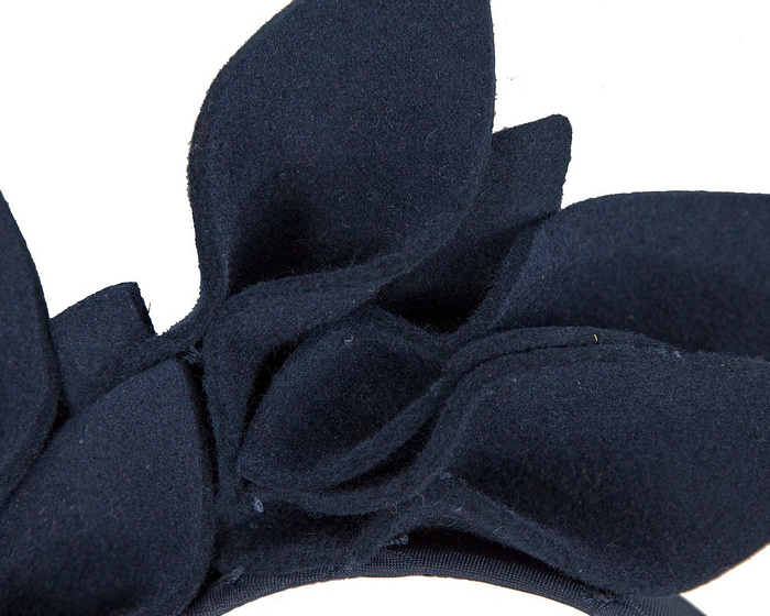 Navy felt flowers winter racing fascinator by Max Alexander - Hats From OZ