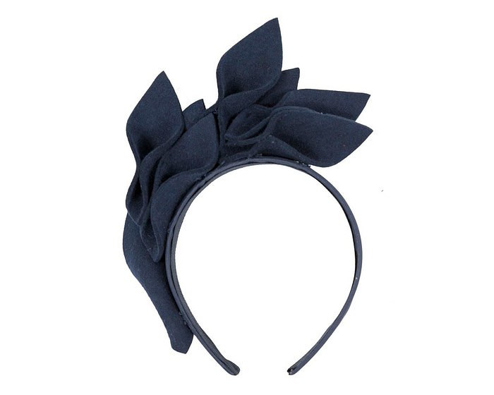 Navy felt flowers winter racing fascinator by Max Alexander - Hats From OZ