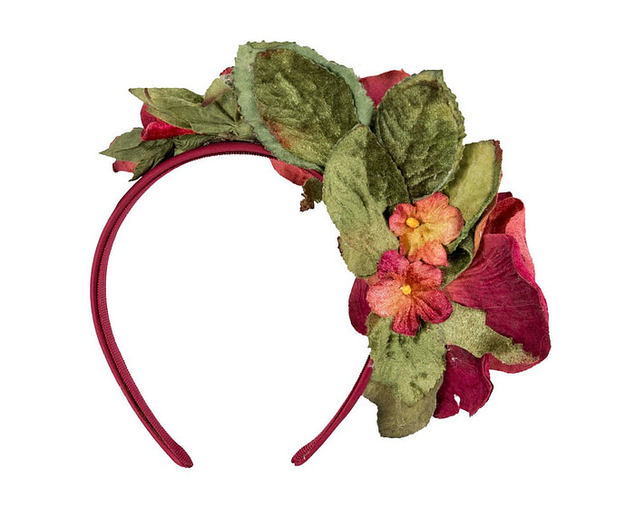 Burgundy vintage flower fascinator headband by Max Alexander - Hats From OZ