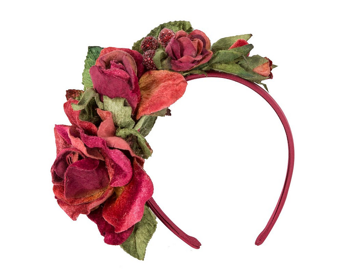 Burgundy vintage flower fascinator headband by Max Alexander - Hats From OZ