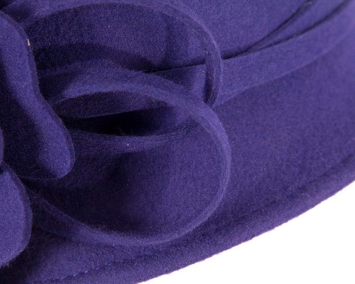 Purple felt winter hat with flower by Max Alexander - Hats From OZ