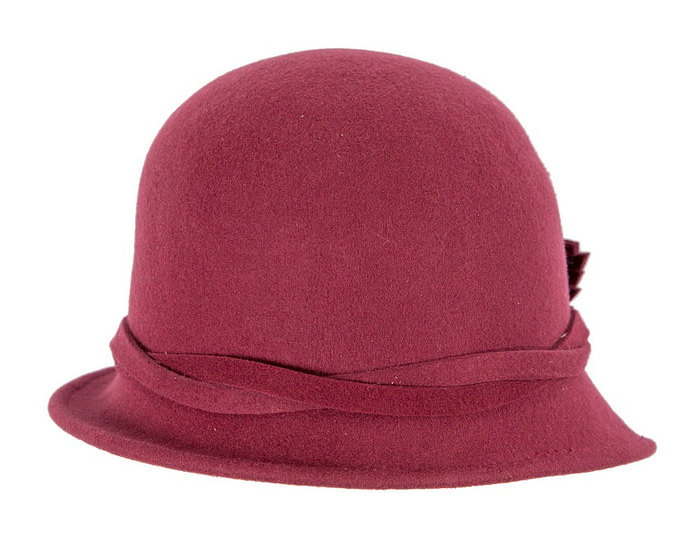 Burgundy felt winter hat with flower by Max Alexander - Hats From OZ