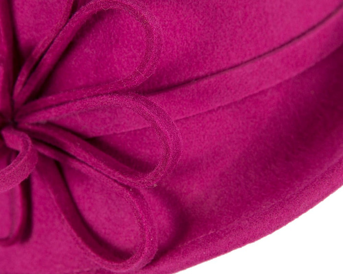 Fuchsia felt winter hat with flower by Max Alexander - Hats From OZ