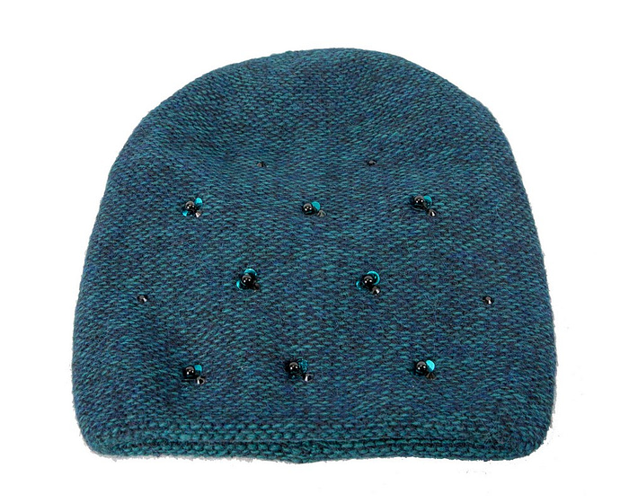 Warm European made woven aqua beanie - Hats From OZ