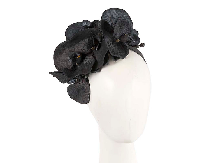 Bespoke black orchid flower headband by Fillies Collection