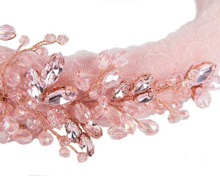 Pink crystals fascinator headband by Cupids Millinery CU443 - Hats From OZ