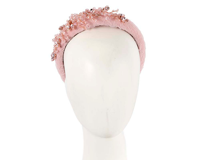 Pink crystals fascinator headband by Cupids Millinery CU443 - Hats From OZ