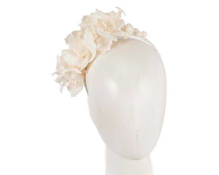 Cream orchid flower headband fascinator - Hats From OZ