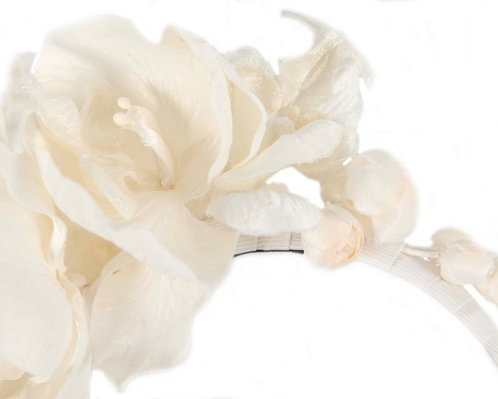 Cream orchid flower headband fascinator - Hats From OZ