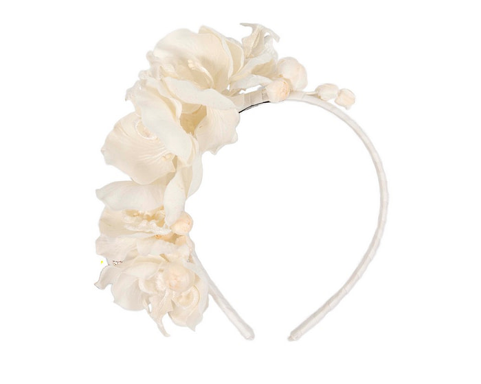 Cream orchid flower headband fascinator - Hats From OZ