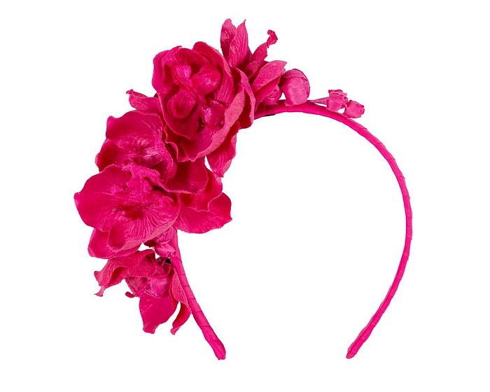 Fuchsia orchid flower headband fascinator - Hats From OZ