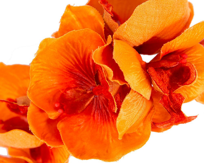 Orange orchid flower headband fascinator - Hats From OZ