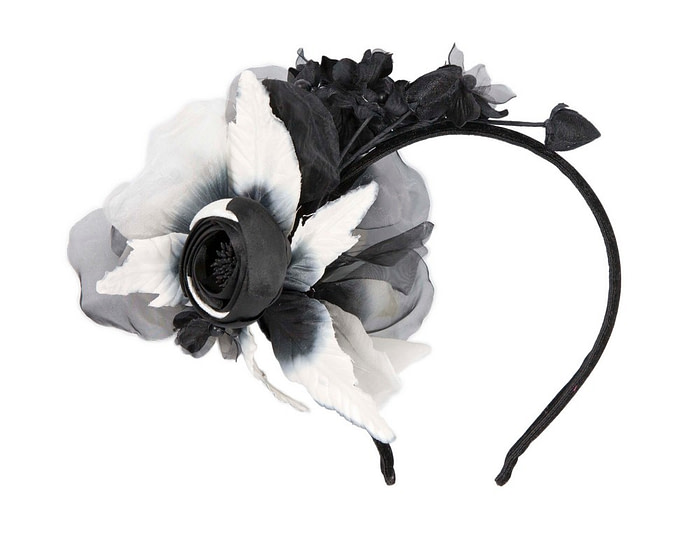 Black & white flower headband fascinator by Max Alexander - Hats From OZ