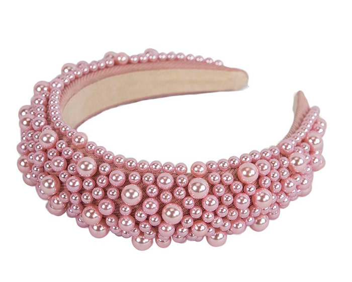 Pink pearl fascinator headband by Cupids Millinery - Hats From OZ