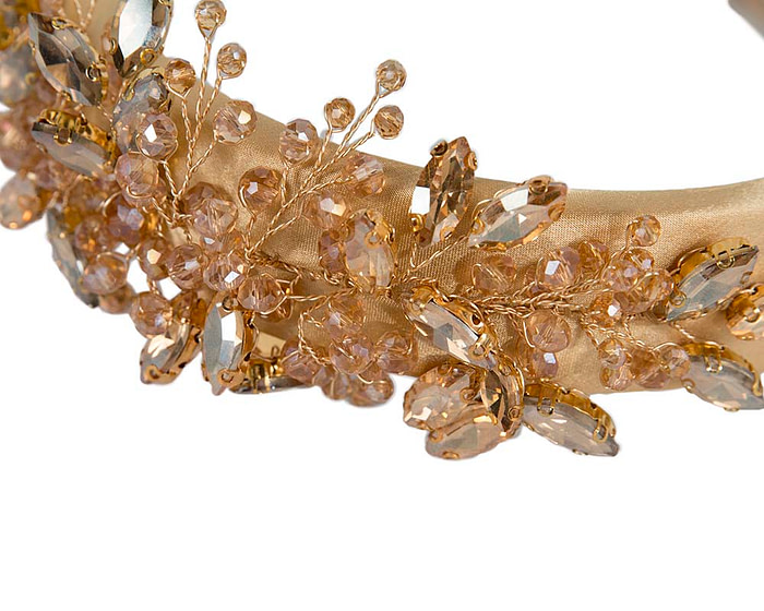 Gold crystals fascinator headband by Cupids Millinery CU443 - Hats From OZ