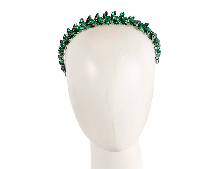 Petite green crystal headband fascinator