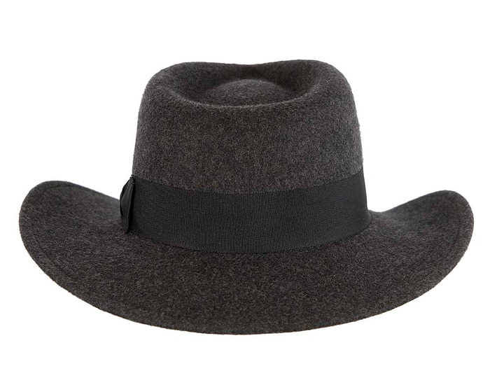 Unisex Dark Grey Fedora Felt Wide Brim Hat - Hats From OZ