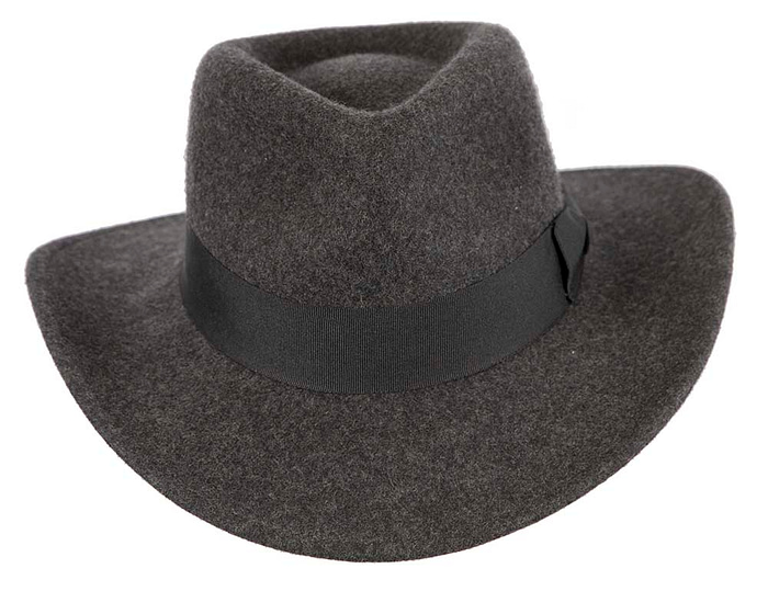 Unisex Dark Grey Fedora Felt Wide Brim Hat - Hats From OZ