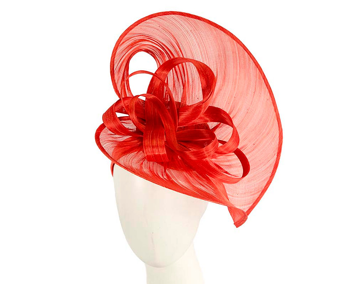 Large orange silk abaca heart fascinator - Hats From OZ