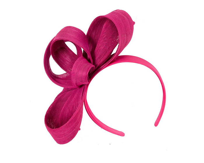 Fuchsia abaca loops racing fascinator by Fillies Collection - Hats From OZ