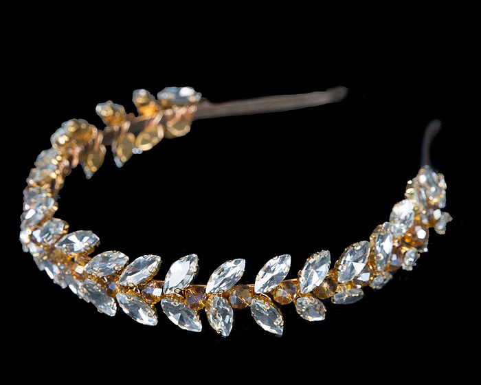 Petite gold crystal headband fascinator - Hats From OZ