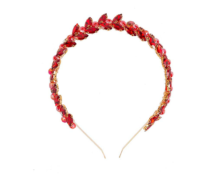 Petite red crystal headband fascinator CU447 - Hats From OZ