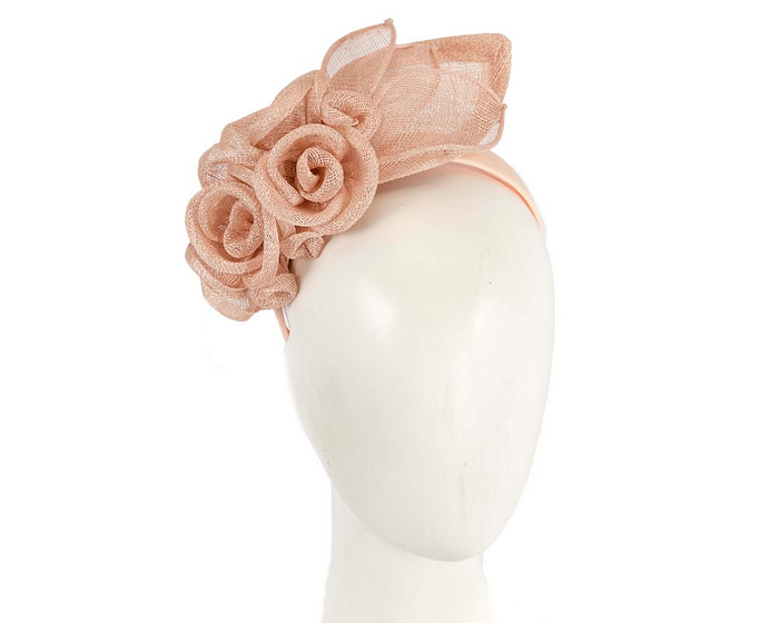 Large nude sinamay flower fascinator by Max Alexander - Hats From OZ