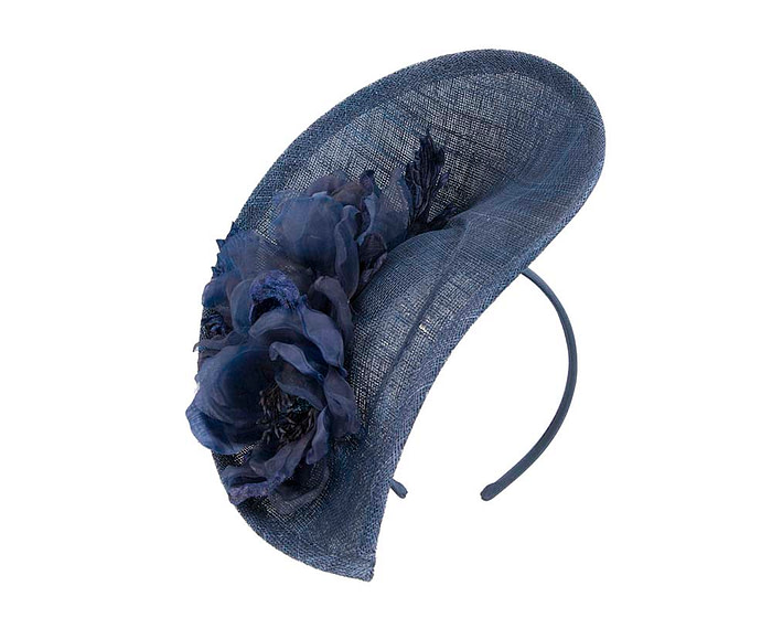 Large navy flower fascinator by Max Alexander - Hats From OZ