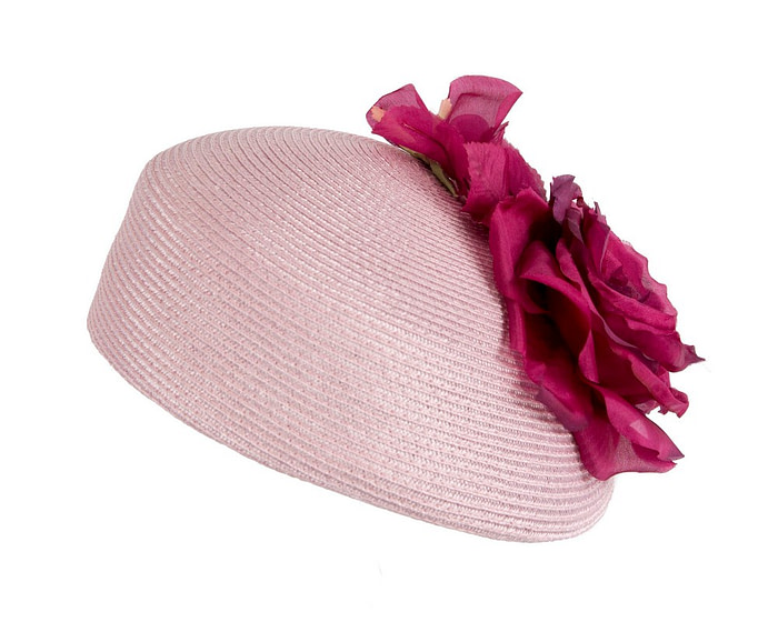 Modern pink beret hat with fuchsia flowers by Max Alexander - Hats From OZ