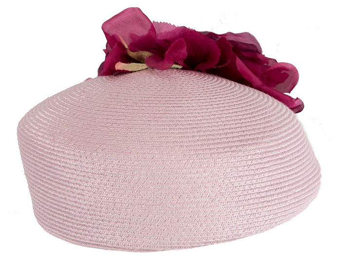 Modern pink beret hat with fuchsia flowers by Max Alexander - Hats From OZ