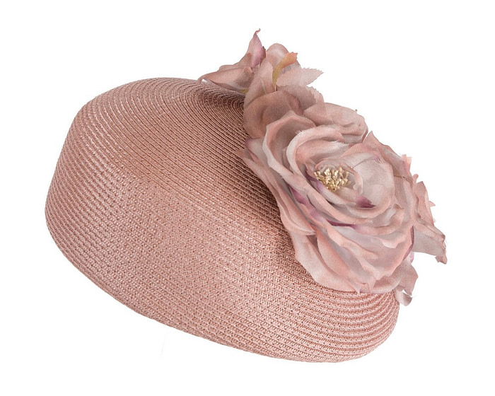 Modern taupe beret hat with flowers by Max Alexander - Hats From OZ