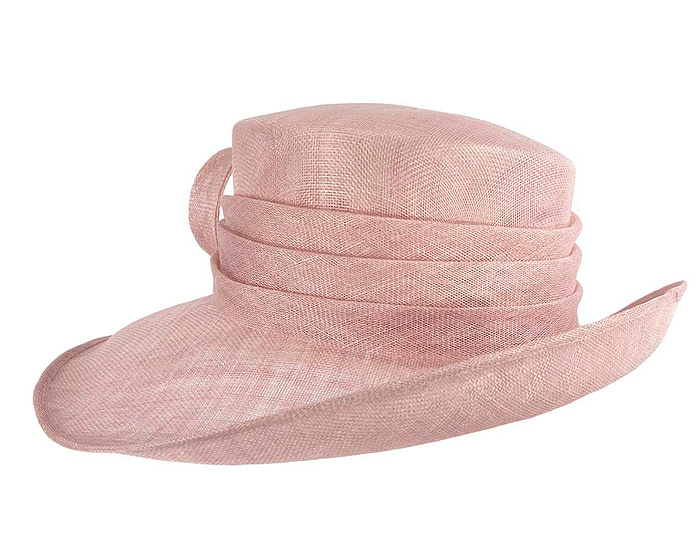 Wide brim dusty pink ladies fashion sinamay hat - Hats From OZ