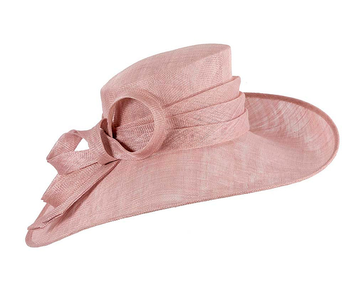 Wide brim dusty pink ladies fashion sinamay hat - Hats From OZ