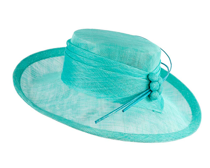 Wide brim aqua ladies fashion sinamay hat - Hats From OZ