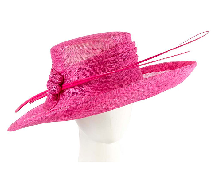 Wide brim fuchsia ladies fashion sinamay hat - Hats From OZ