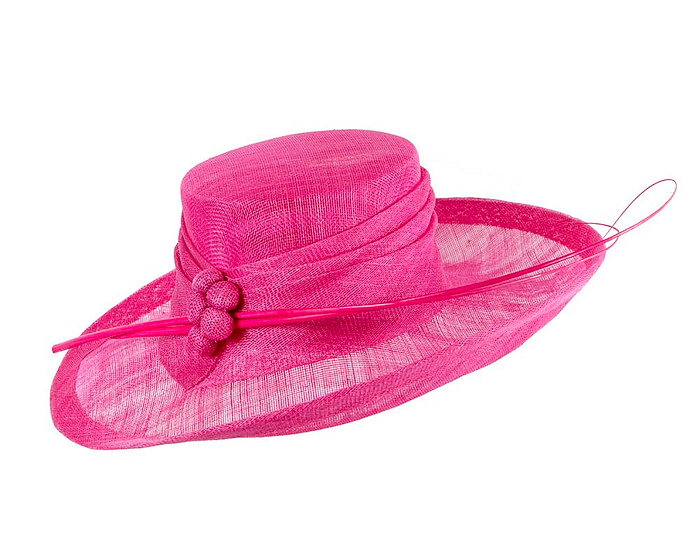 Wide brim fuchsia ladies fashion sinamay hat - Hats From OZ