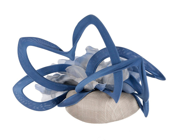 Bespoke silver and blue fascinator by Fillies Collection - Hats From OZ