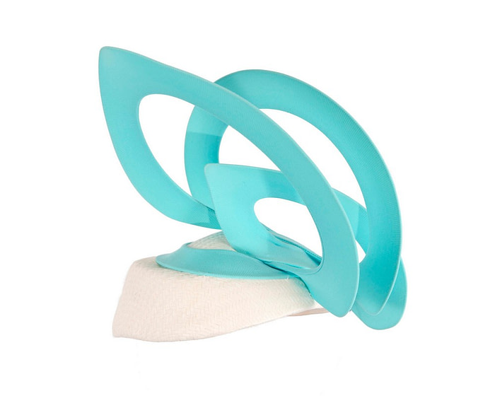 Bespoke white & aqua fascinator by Fillies Collection - Hats From OZ