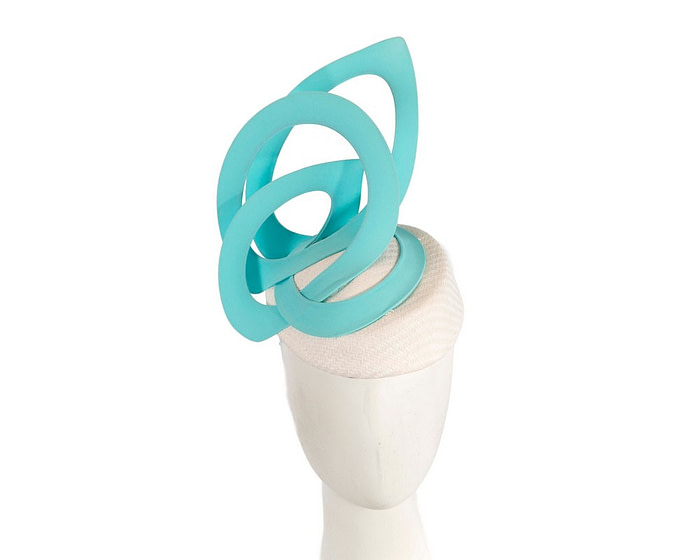 Bespoke white & aqua fascinator by Fillies Collection - Hats From OZ