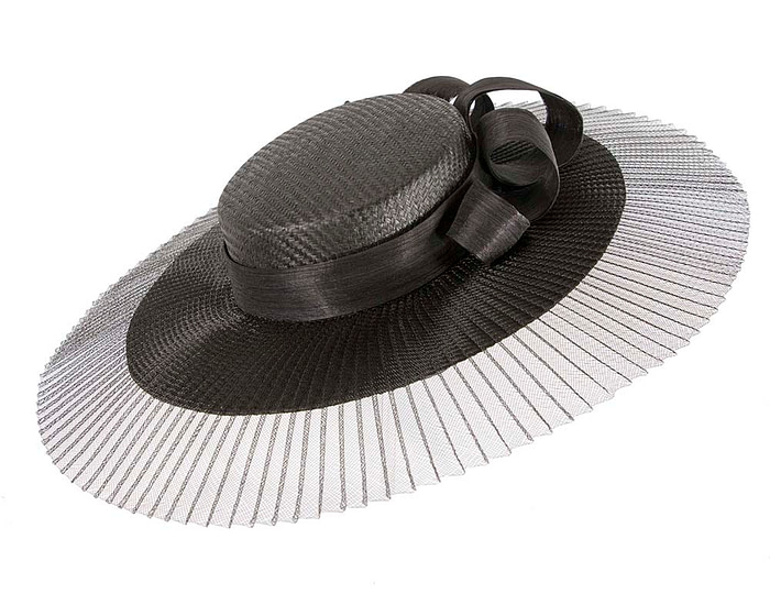 Large black boater hat by Fillies Collection - Hats From OZ